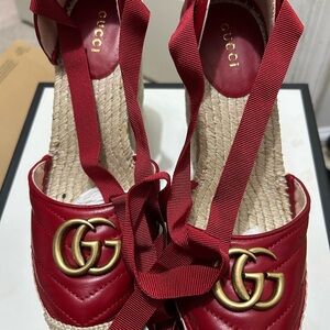 Gucci Marmont Red Espadrille Shoes